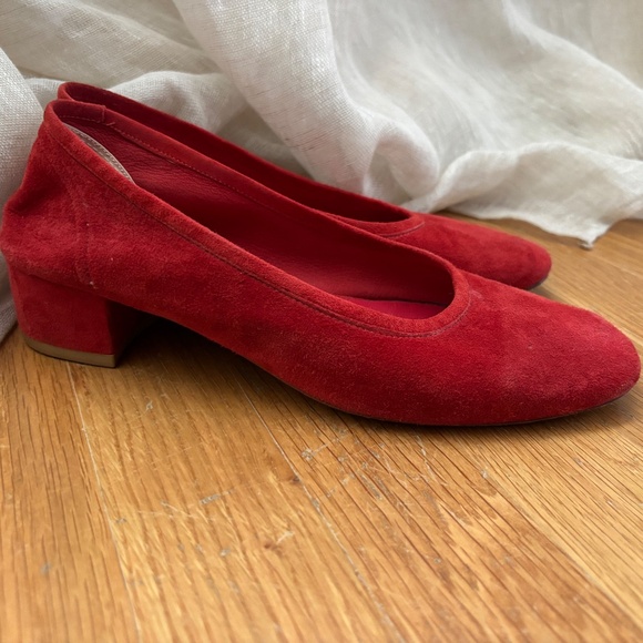 Maryam Nassir Zadeh Red Suede Roberta heels size 7 Mnz - Picture 2 of 8